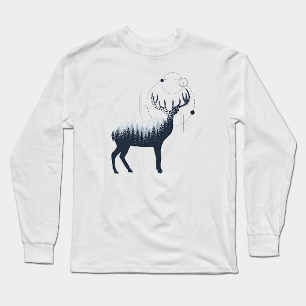 Deer. Double Exposure Long Sleeve T-Shirt by SlothAstronaut